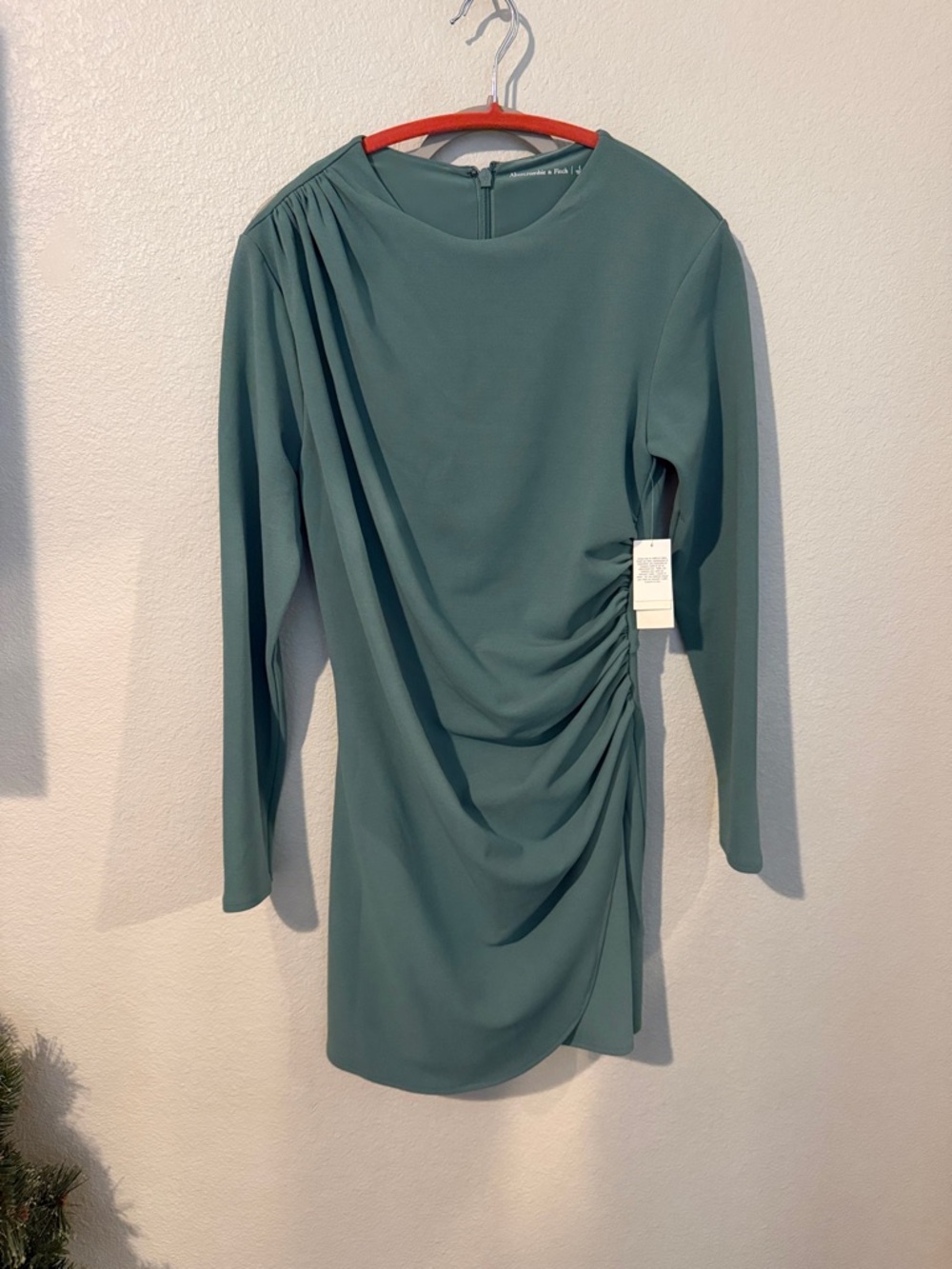 Abercrombie Women’s Long Sleeve Ruched Teal Dress